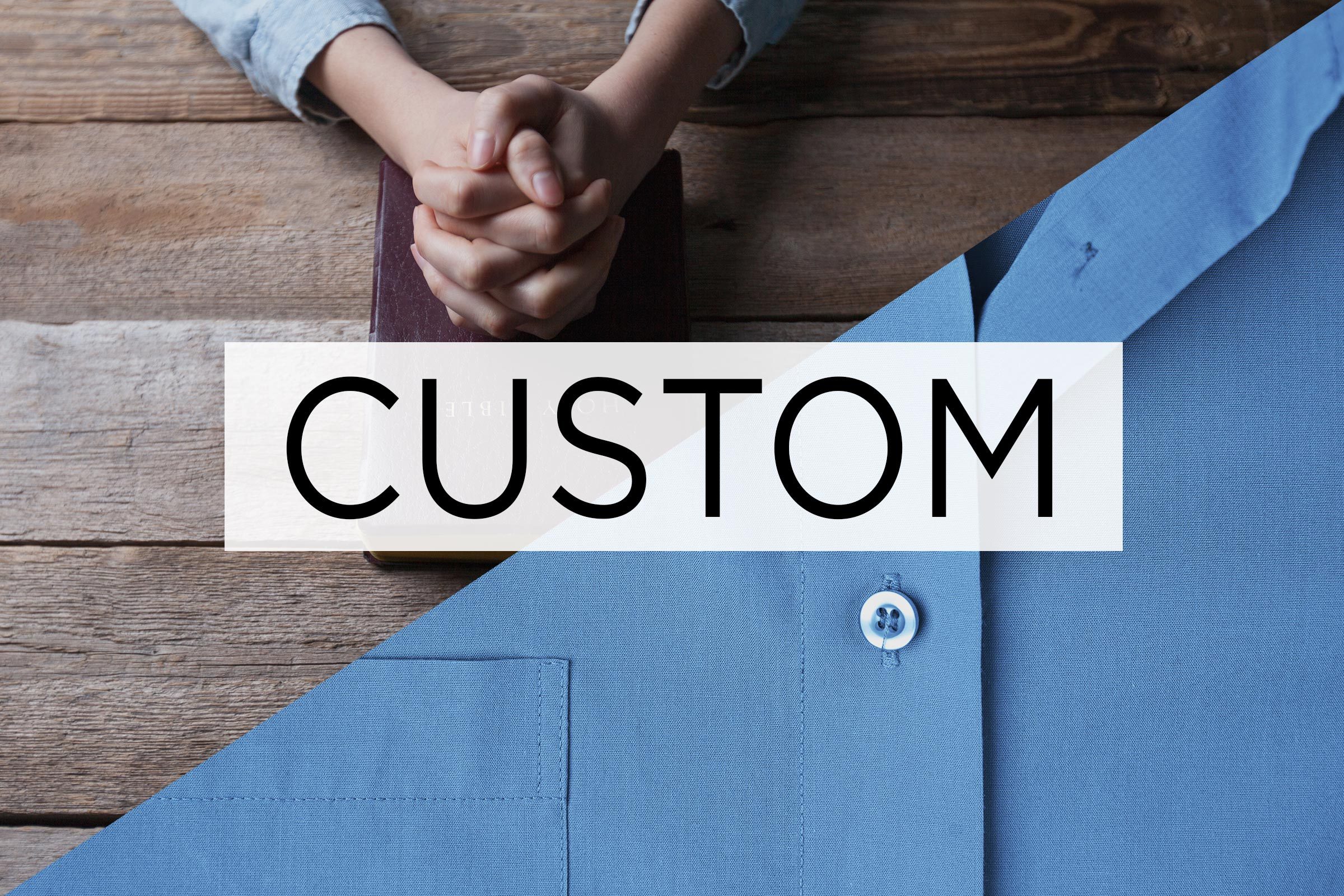 split screen of two meanings of the word custom with the word over the middle