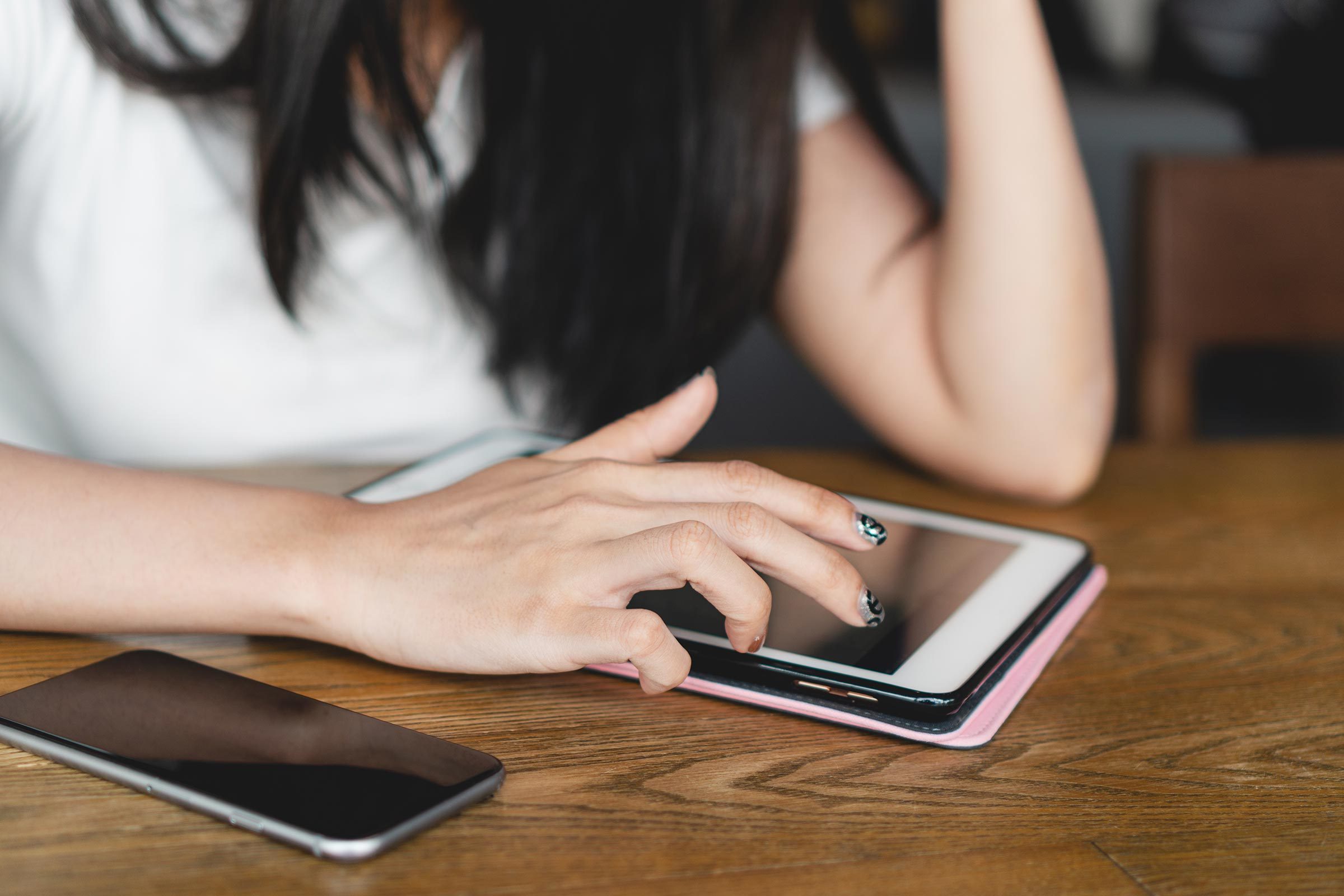 woman tablet