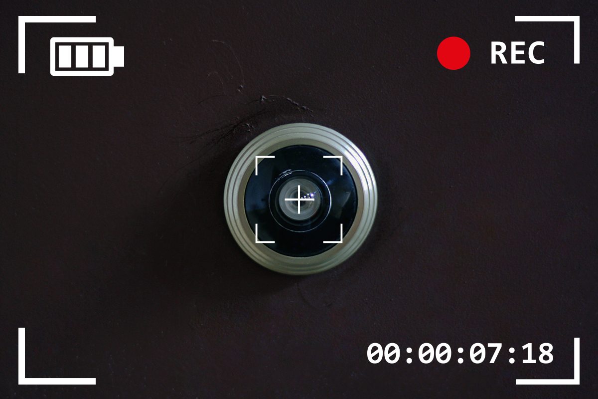 hidden camera in wall with camera viewfinder overlay