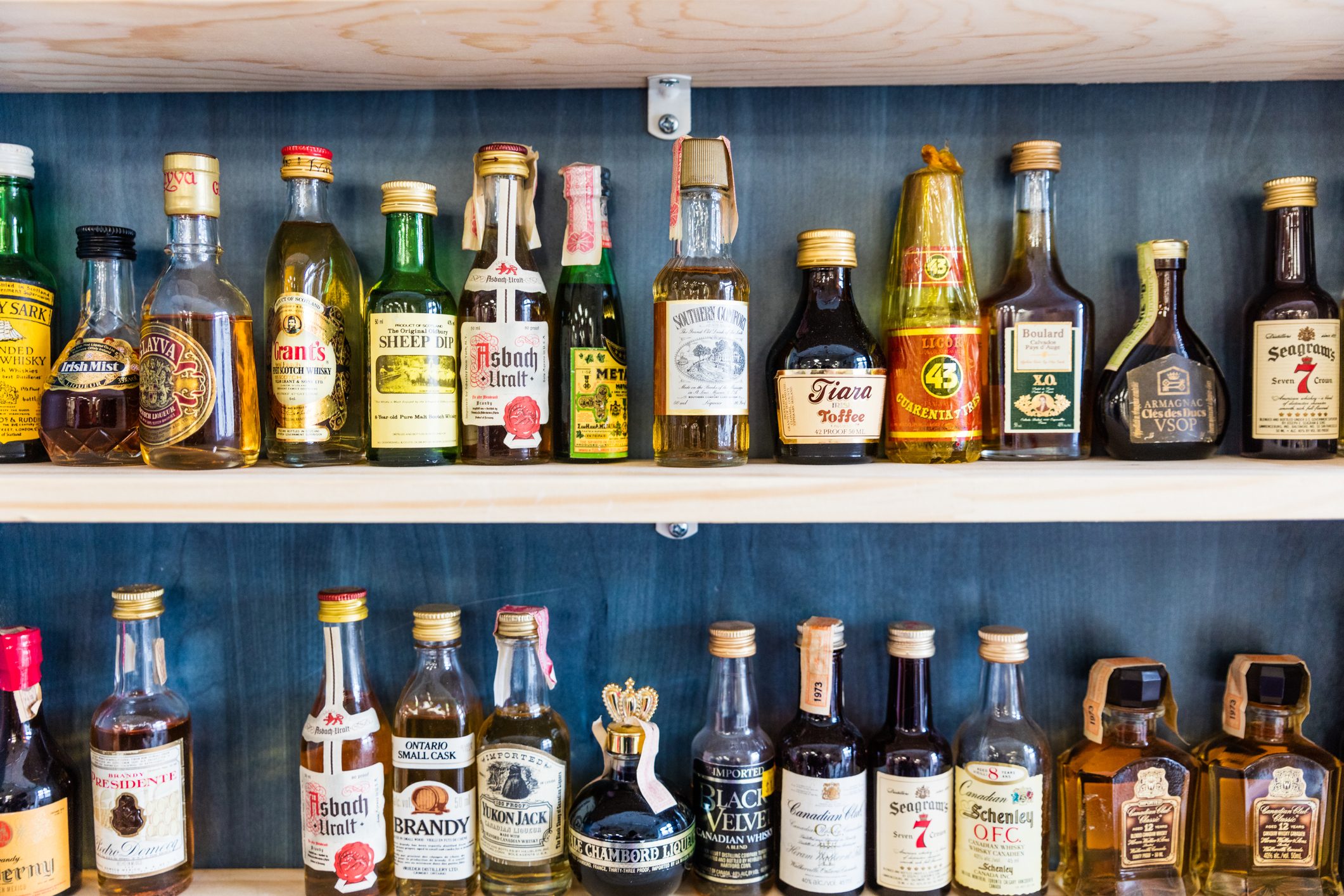 Assortment of mini bottles of alcohol