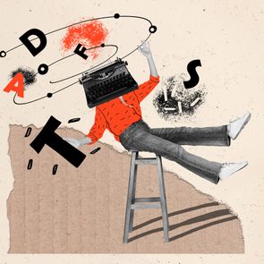 collage image of headless woman, typewriter machine, oldschool print,mechanical buttons and keyboard letters