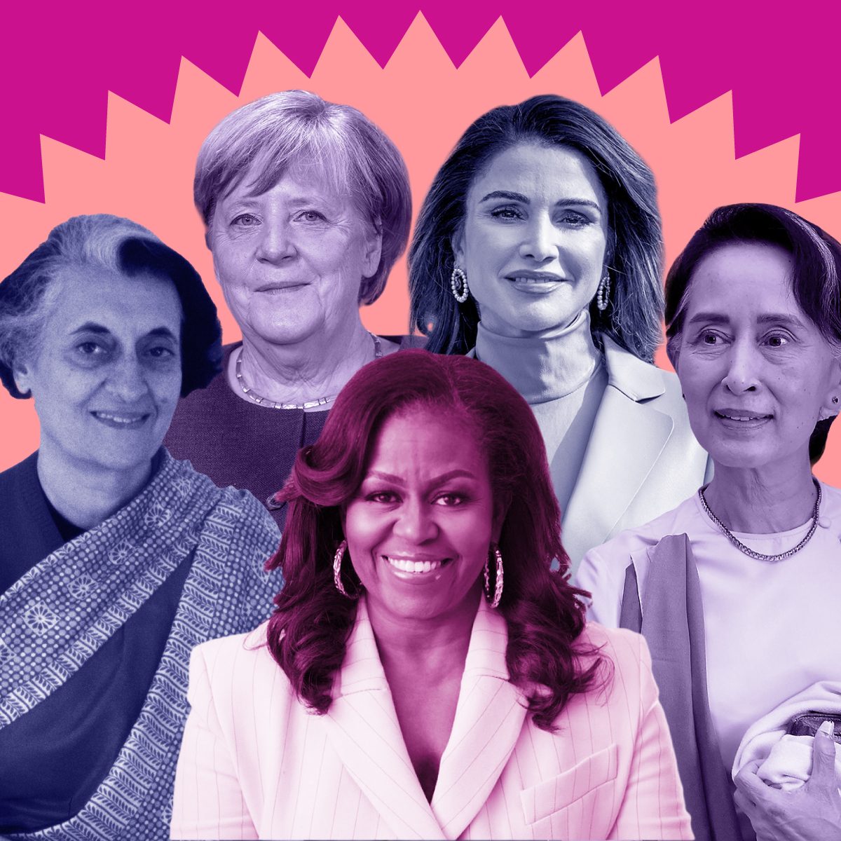 Empowering Quotes Women In Politics collage over vibrant pattern background