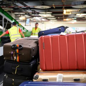 Suitcases in the baggage facility of an airport