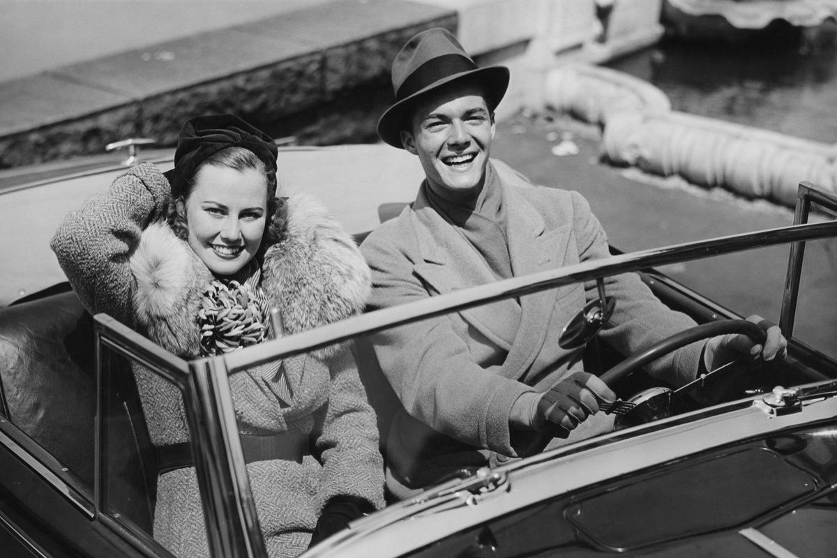 couple in a sports car