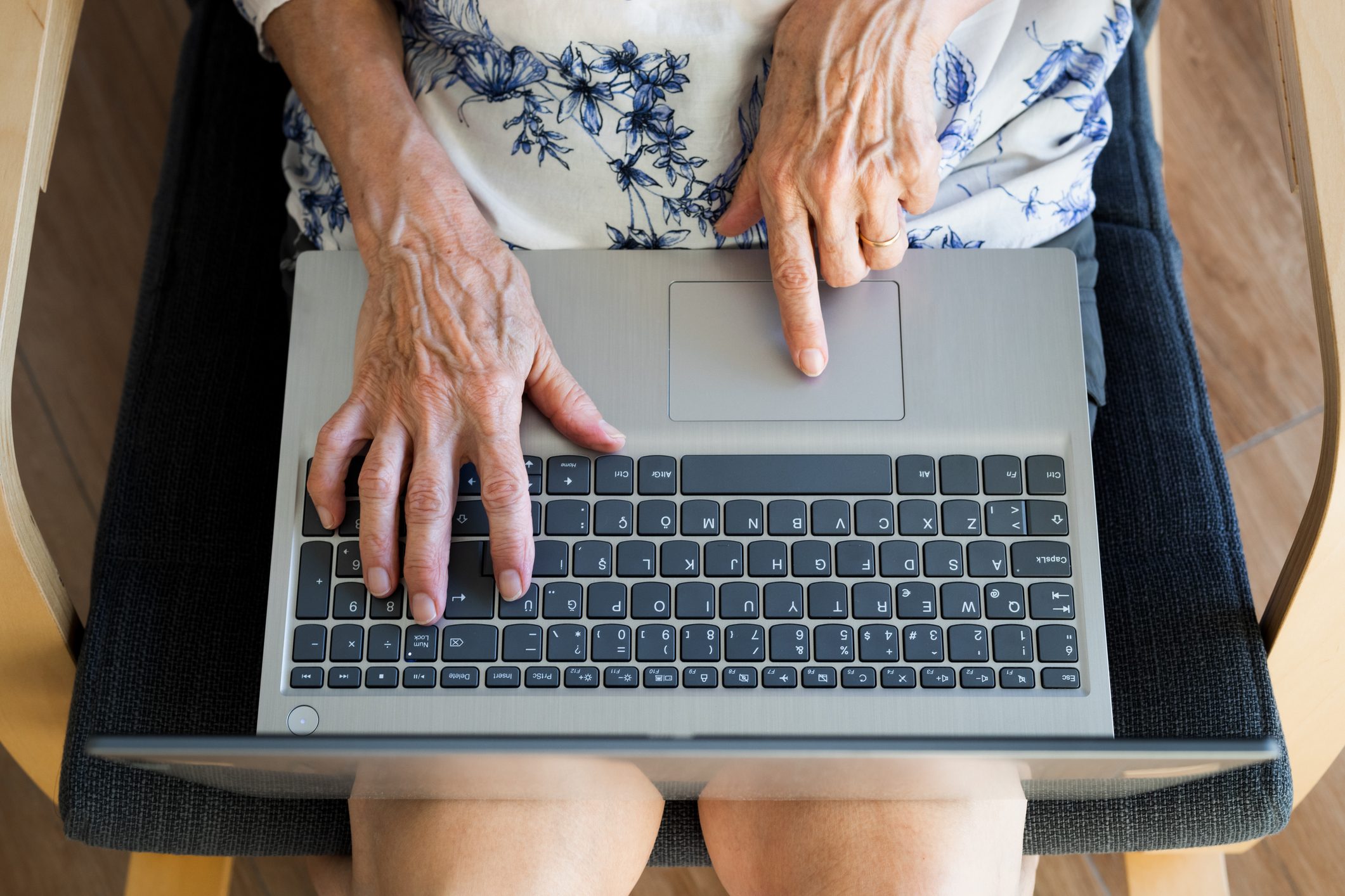 A mature woman using laptop