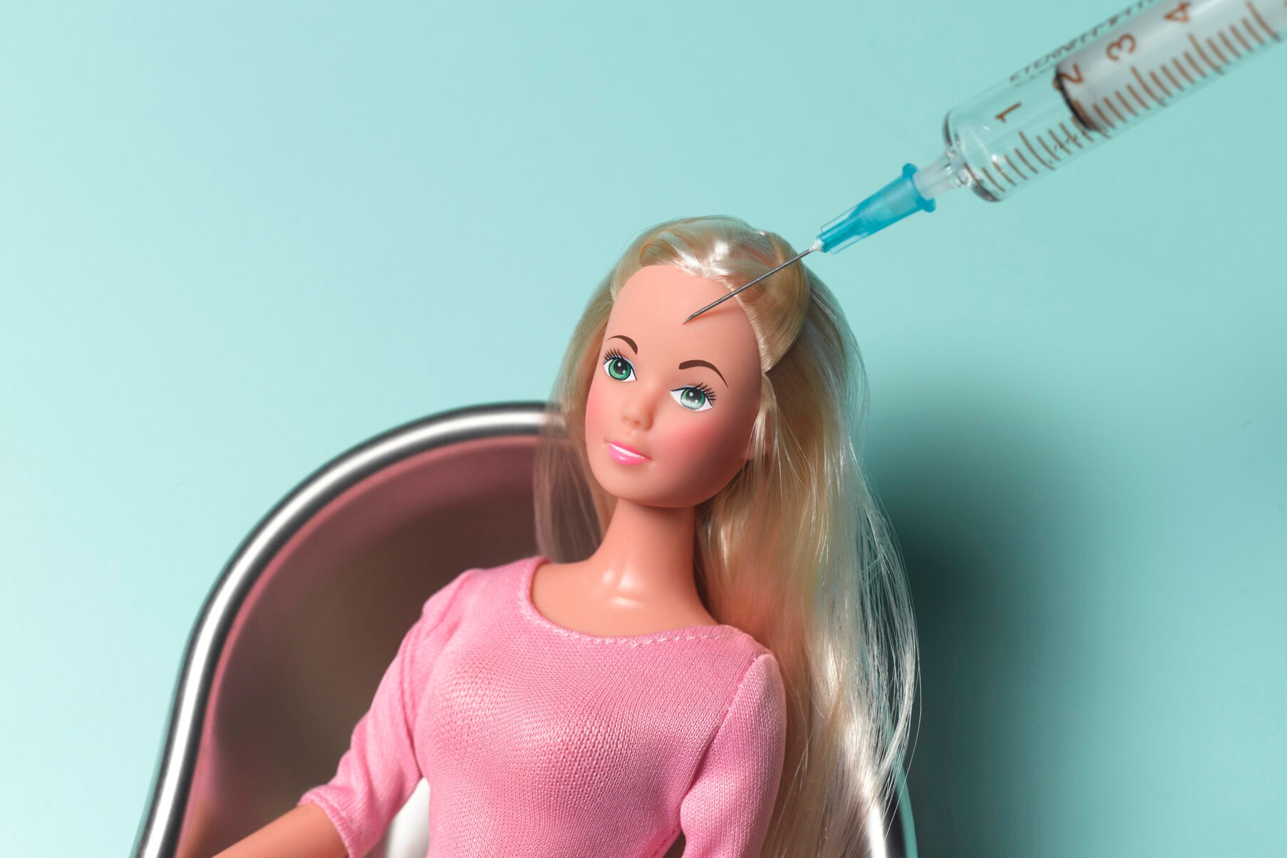 Woman's botox injection