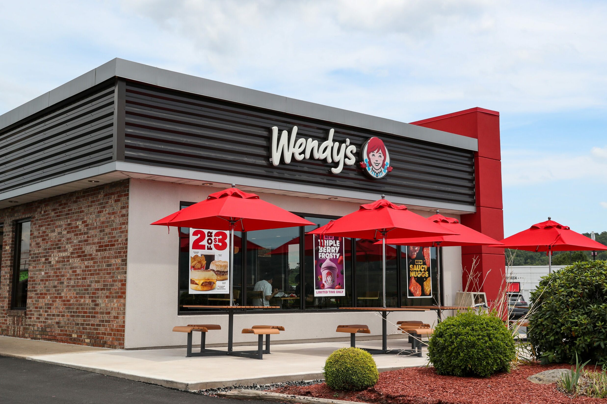 An exterior view of a Wendy's fast food restaurant...