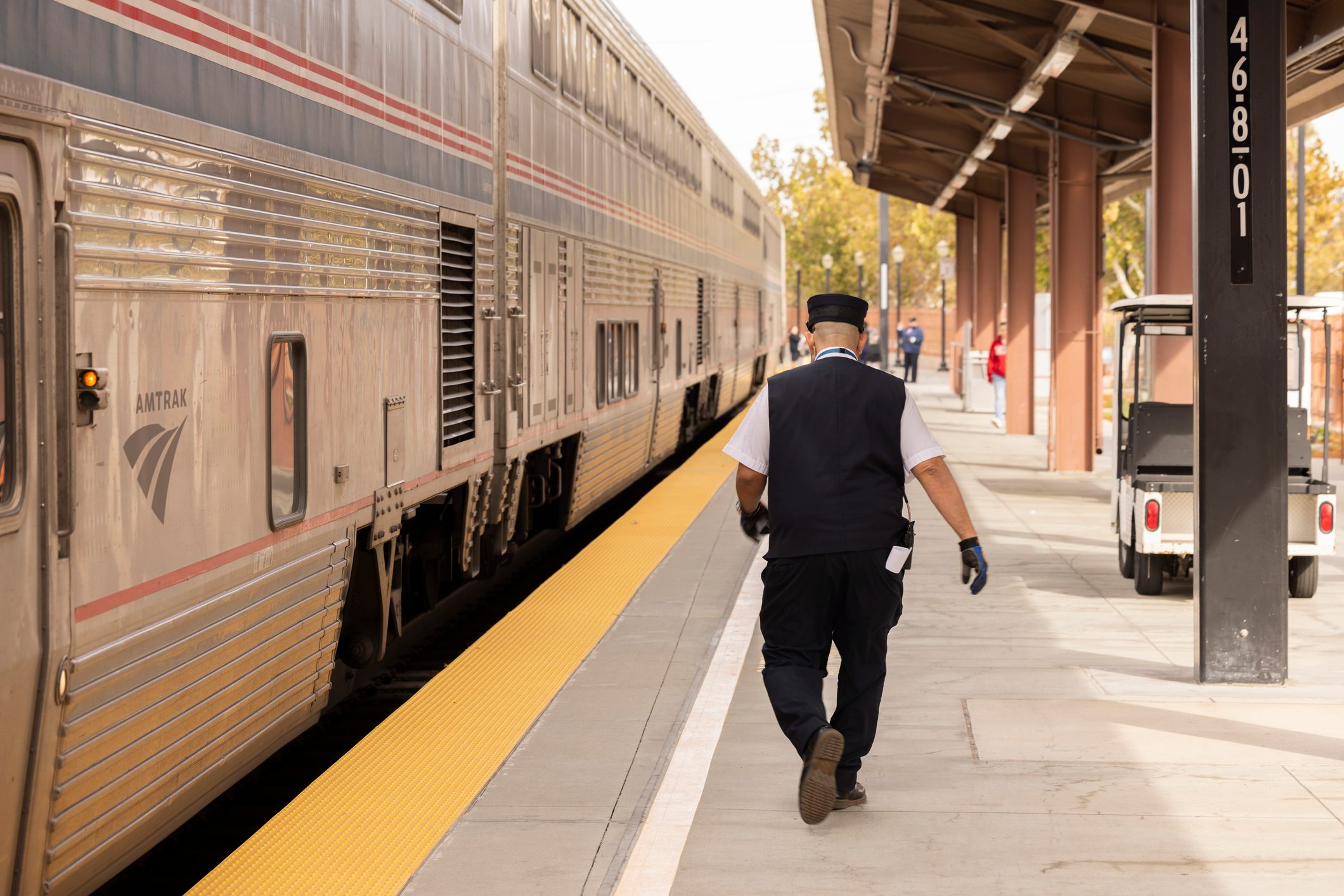 Amtrak Train Conductor at Train Station