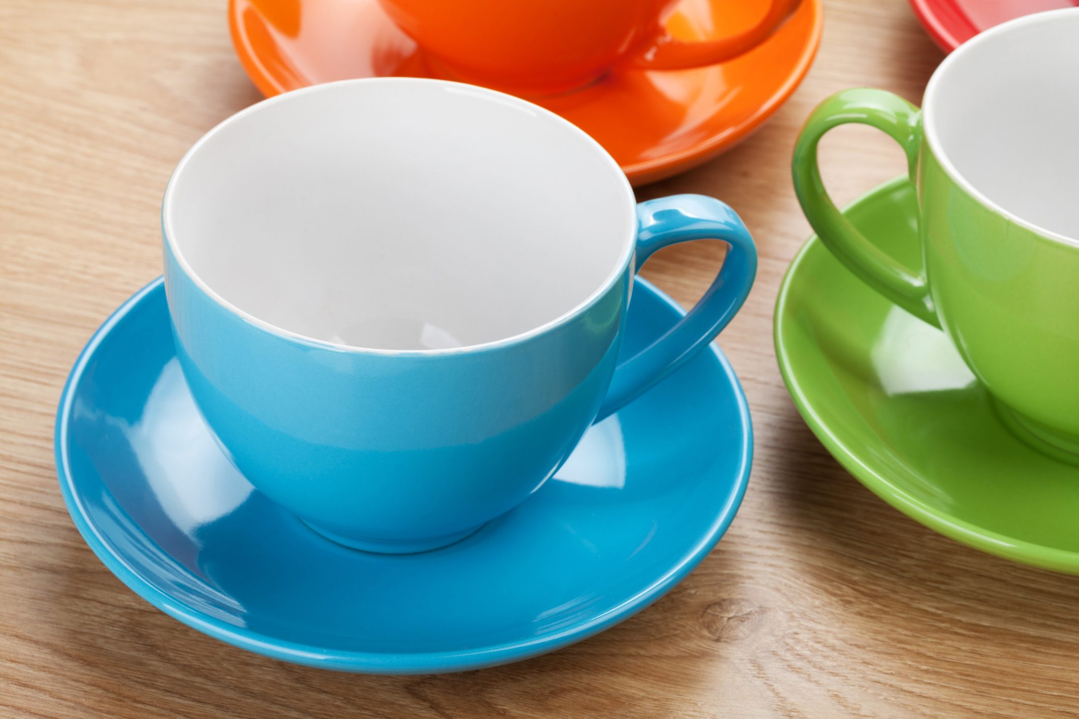 Empty colorful coffee cups