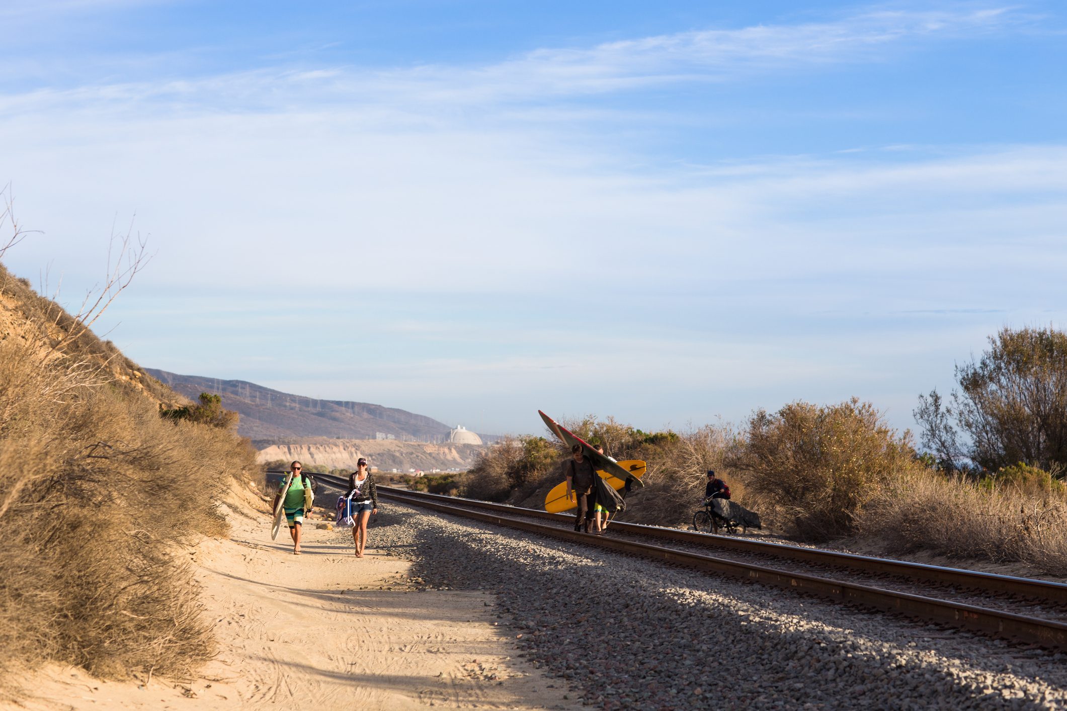 Surfers enjoy a beautiful day at San Onofre