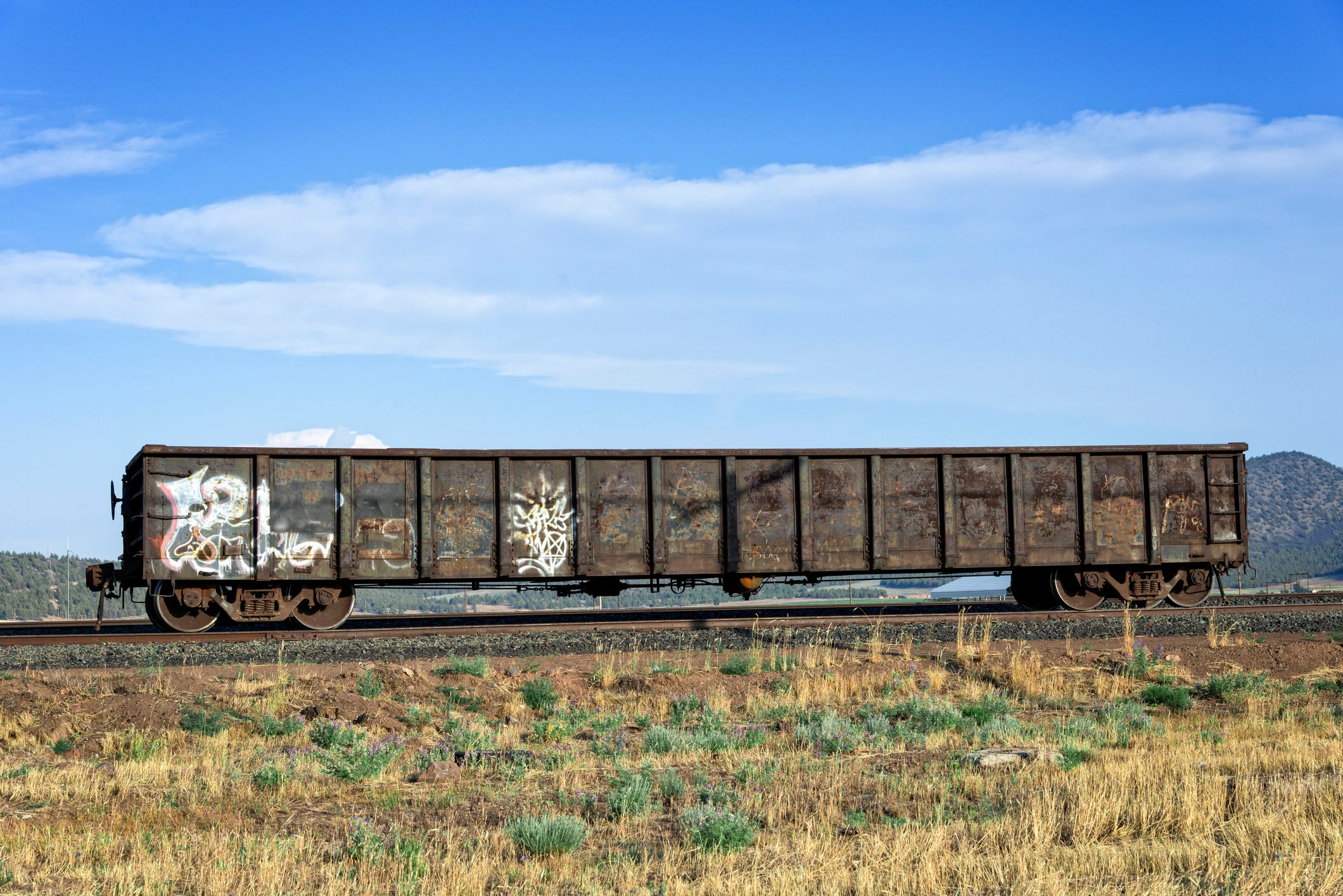 Old rusted openTrain box car