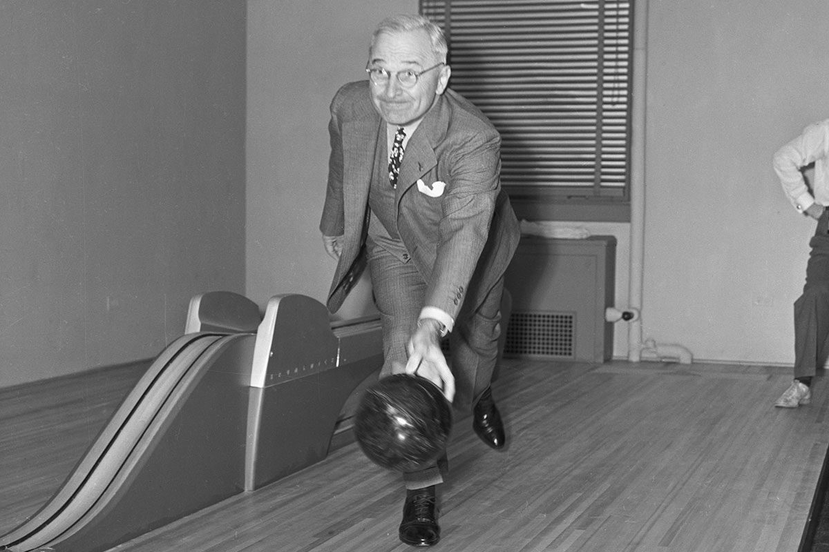 Harry S. Truman Pitching Bowling Ball