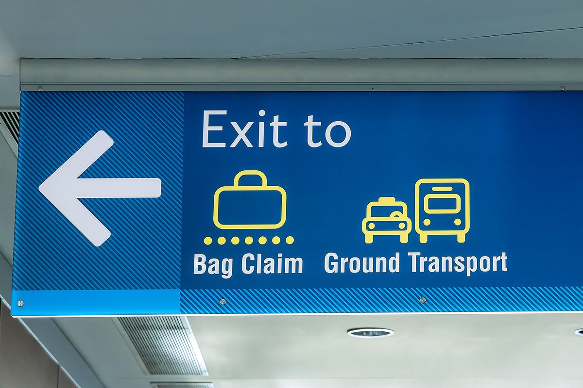 Airport Sign Exit to Ground Transportation Baggage Claim