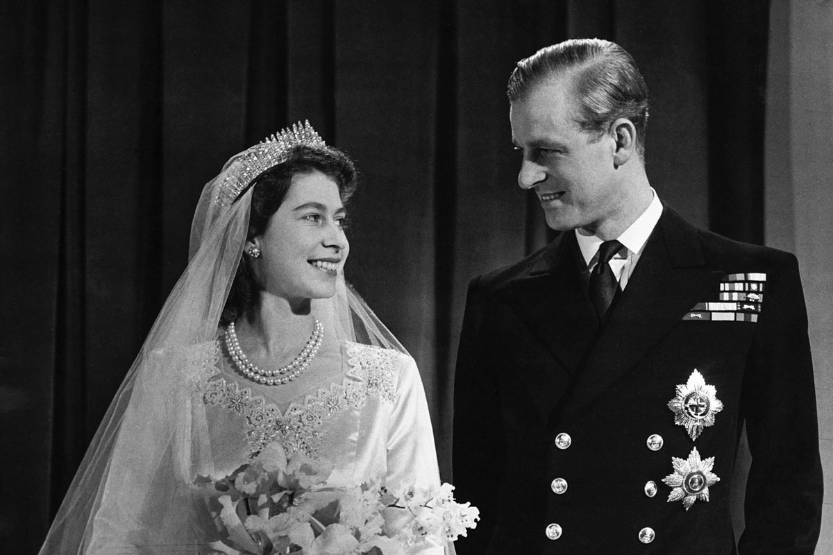 Princess Elizabeth, later Queen Elizabeth II with her husband Phillip, Duke of Edinburgh, on their wedding day, 20th November 1947
