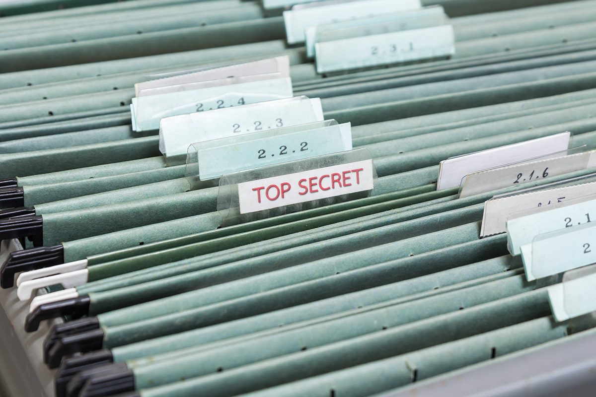 File folders in a filing cabinet