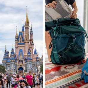 Walt Disney World and Packing backpack side by side placed