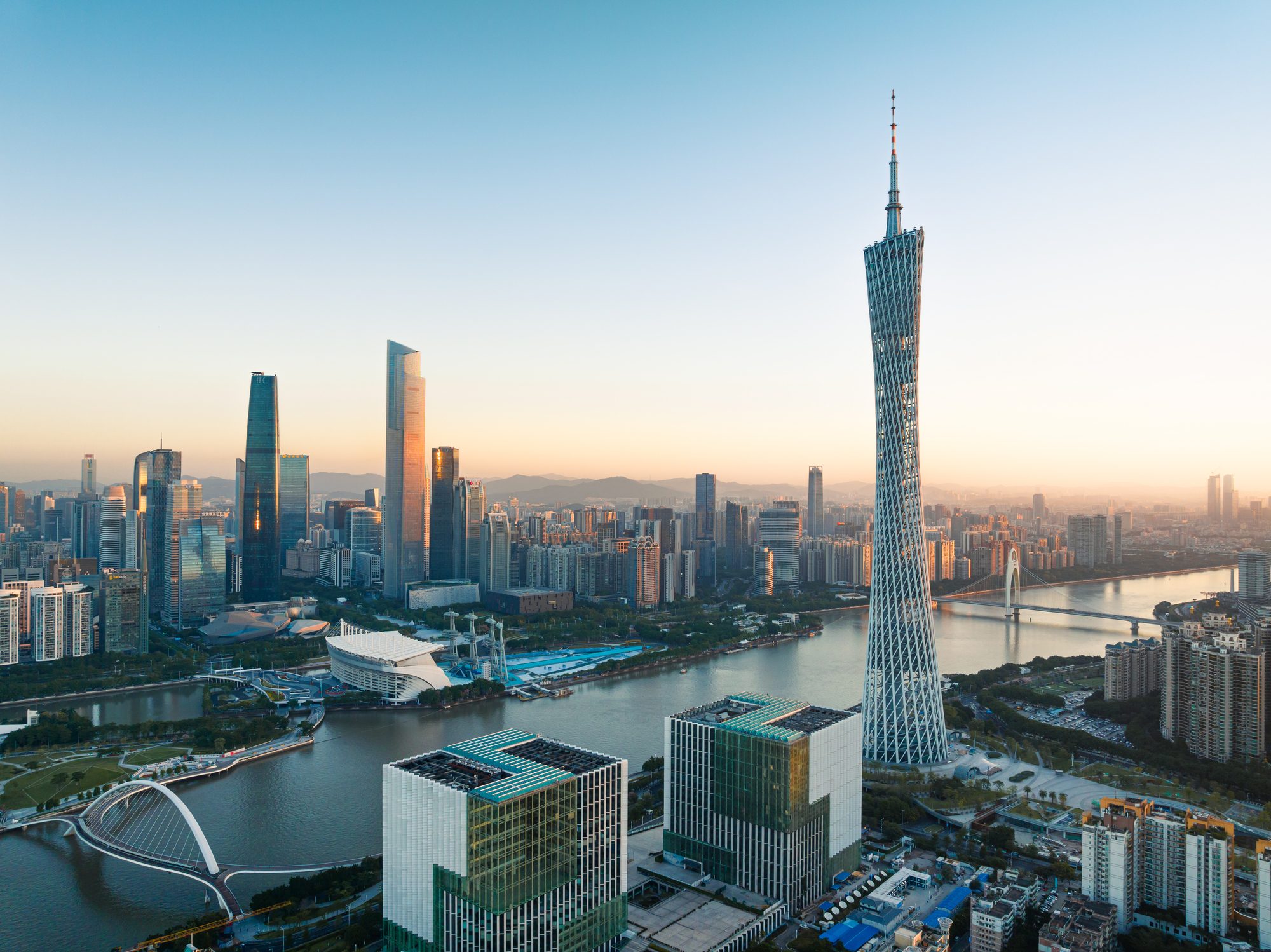 Guangzhou CBD cityscape in the early morning