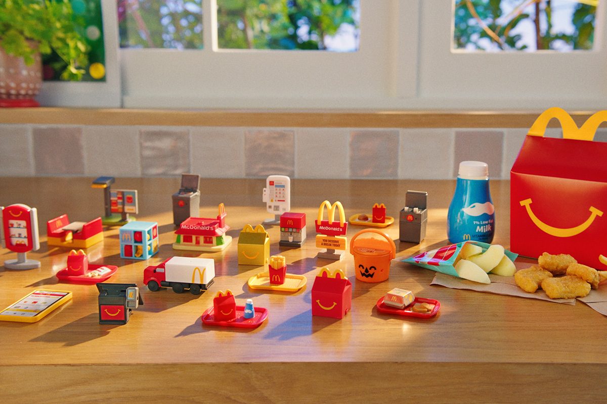 New Mcdonald's Happy Meal Toys on a table