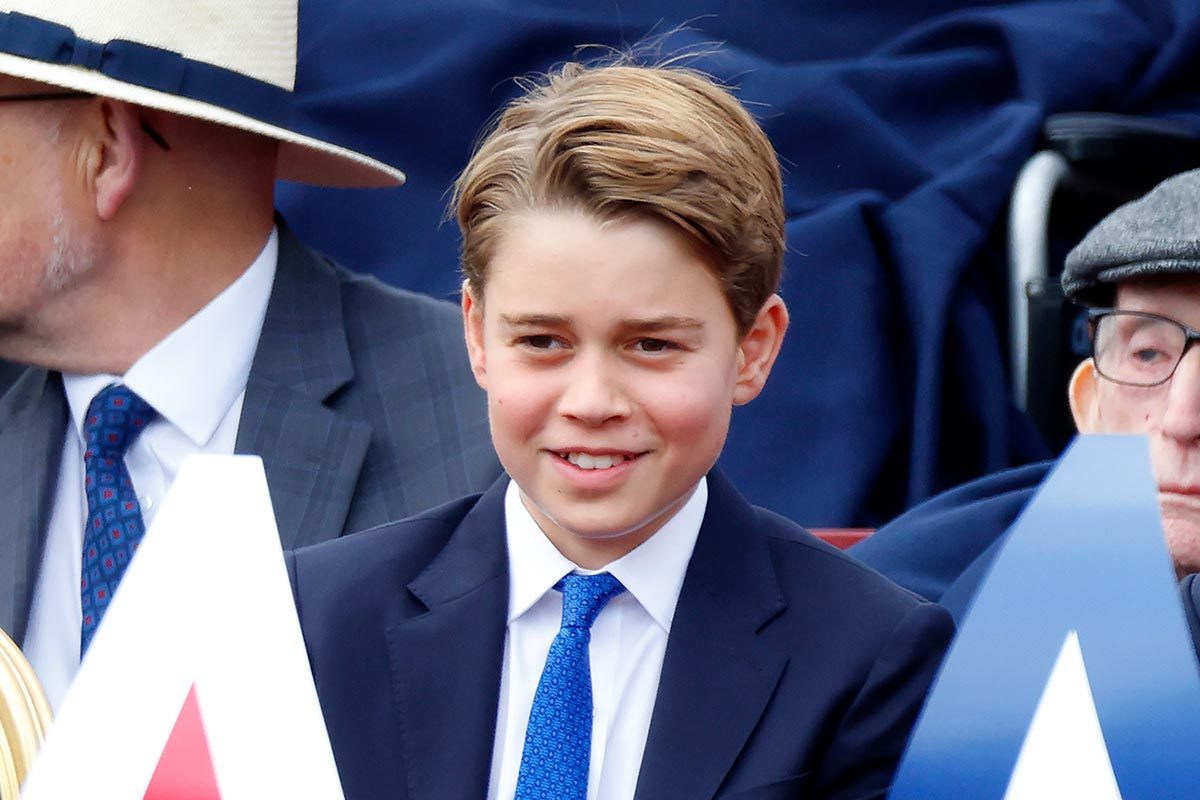 Prince George of Wales attends a military procession