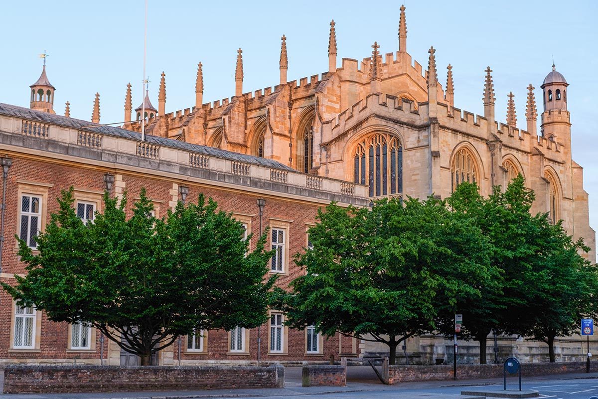 Eton College Chapel is pictured in late evening sunlight