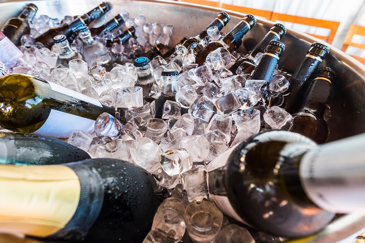Bucket full of ice and beverages