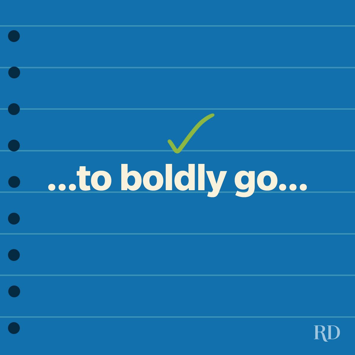 A green check above the correct word to be used to indicate right form of english grammar in a sentence.