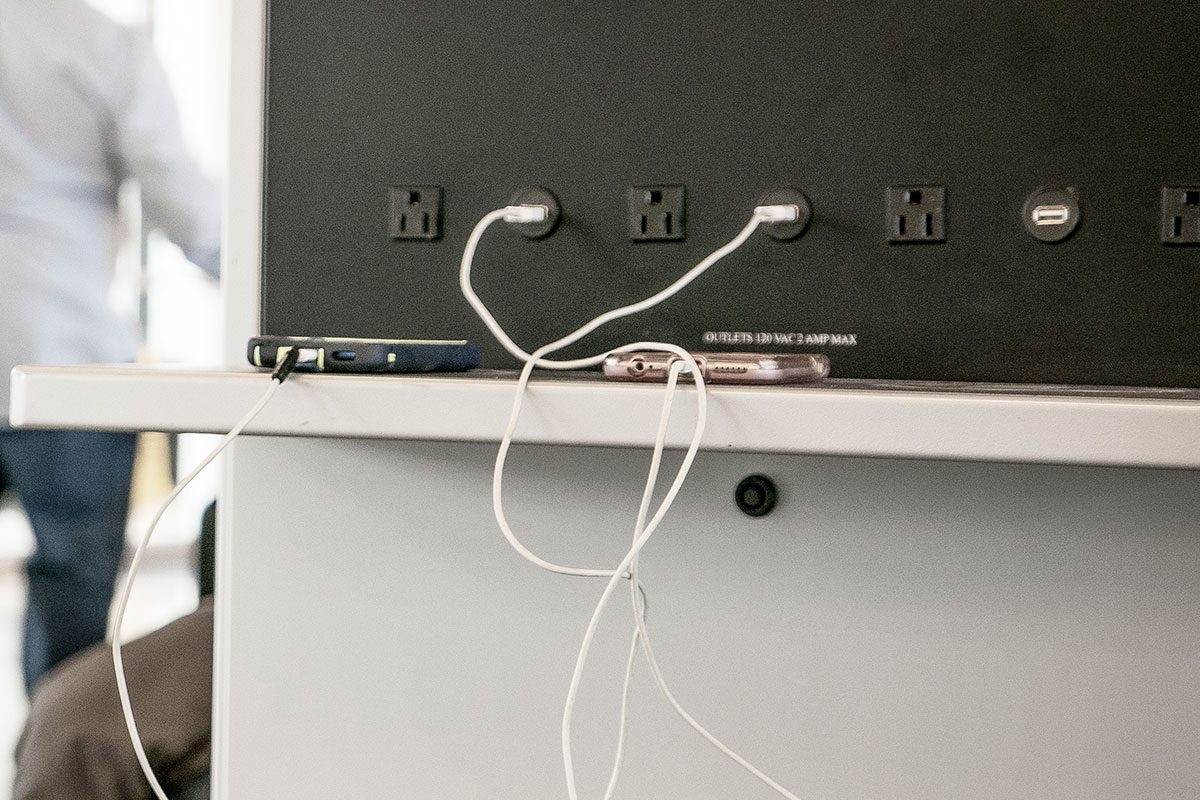 Airport lounge charging station
