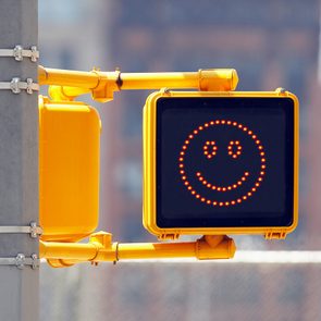 Traffic sign with smiley face