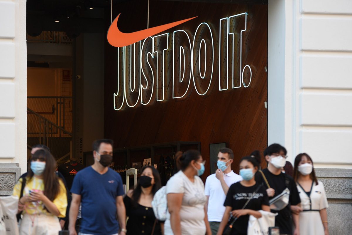 people outside nike store